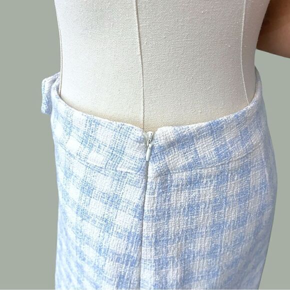 ZARA EUC textured Tweed Skort in Powder-Blue Gingham Size L - Picture 6 of 7